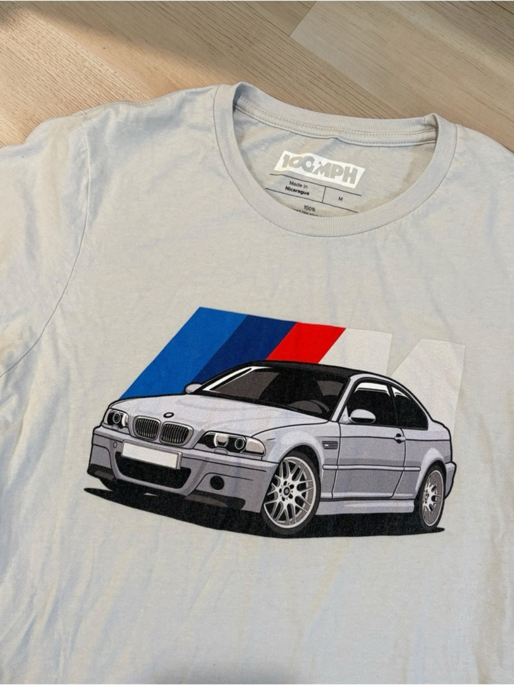 BMW White T-Shirt with Blue and Red Graphic